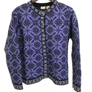 LL Bean m Sweater Merino Wool Cardigan Nordic Icelandic